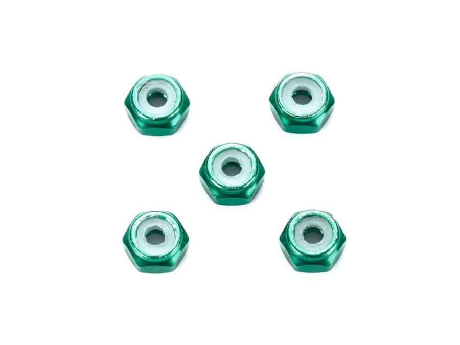 Tamiya 95424 2mm Aluminum Lock Nut (Green, 5pcs.)：圖片 1
