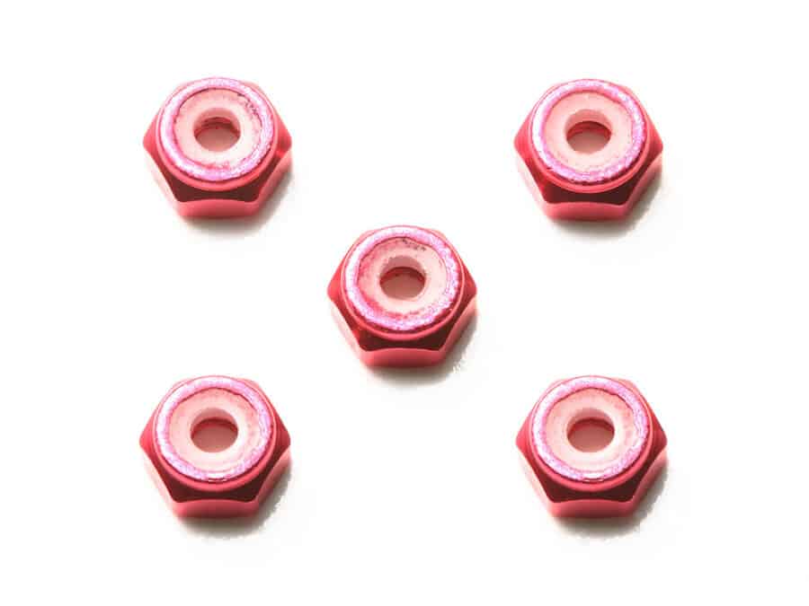 Tamiya 95426 2mm Aluminum Lock Nut (Pink, 5pcs.)：圖片 1