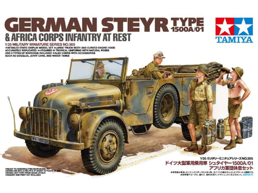 Tamiya 35305 1/35 German Steyr Type 1500A/01 & Africa Corps Infantry at Rest：圖片 2