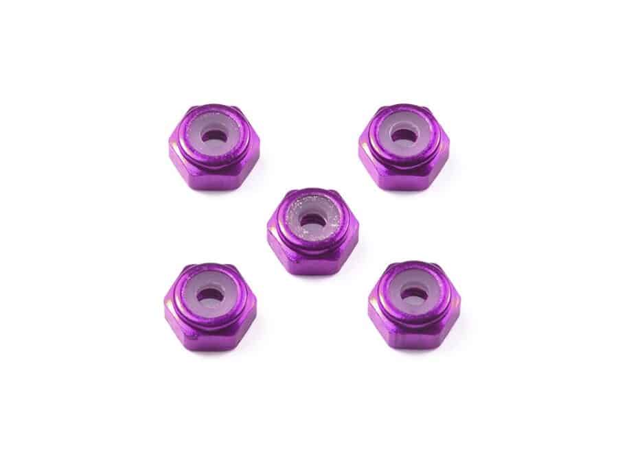 Tamiya 95555 2mm Aluminum Lock Nut (Purple, 5pcs.)：圖片 1