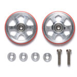 Tamiya 95513 19mm Aluminum Ball-Race Rollers (6 Spokes) w/Plastic Rings (Red)