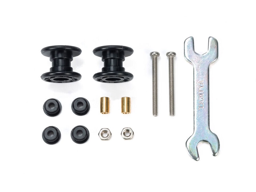 Tamiya 15529 Low Friction Plastic Double Rollers (Black/13-13mm)：圖片 1