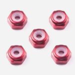 Tamiya 15493 2mm Aluminum Lock Nut (Red, 5pcs.)