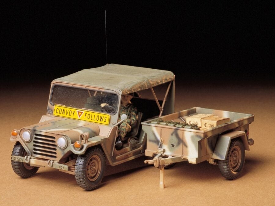 Tamiya 35130 1/35 U.S. M151A2 Ford Mutt with M416 Cargo Trailer：圖片 1