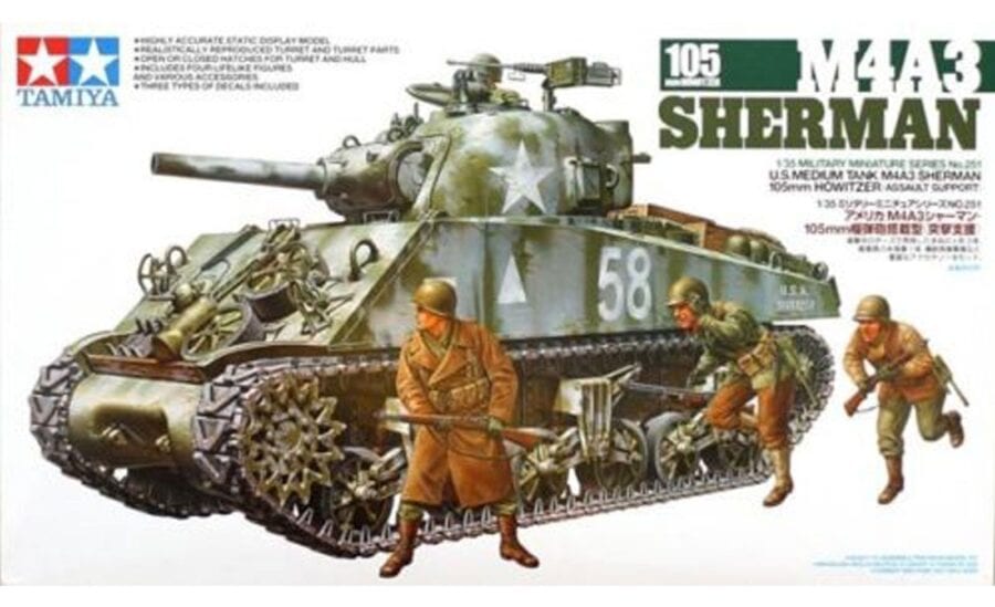 Tamiya 35251 1/35 US Medium Tank M4A3 Sherman 105mm Howitzer (Assault Support)：圖片 2
