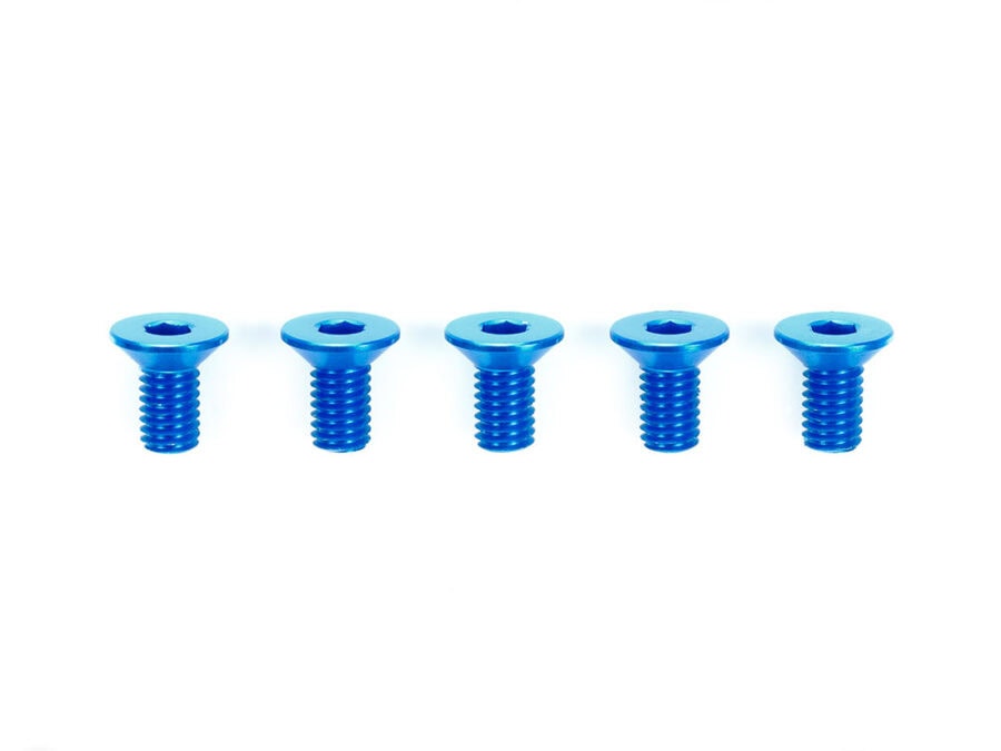 Tamiya 42328 3x6mm Hi-Grade Aluminum Countersunk Hex Head Screws (Blue, 5pcs.)：圖片 1