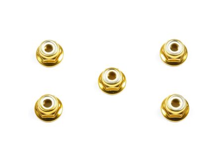 Tamiya 53161 4mm Anodized Aluminum Flange Lock Nuts (Gold, 5pcs.)