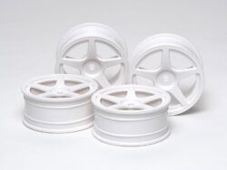 Tamiya 53471 RC 24mm Medium-Narrow White 5-Spoke Wheels (Offset 0)