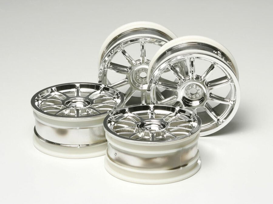 Tamiya 53860 10-Spoke Metal Plated Wheels 4pcs. (24mm Offset 0)：圖片 1