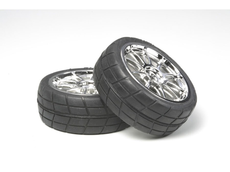 Tamiya 53956 10-Spoke Mesh w/24mm Slick Tires/0-offset：圖片 1