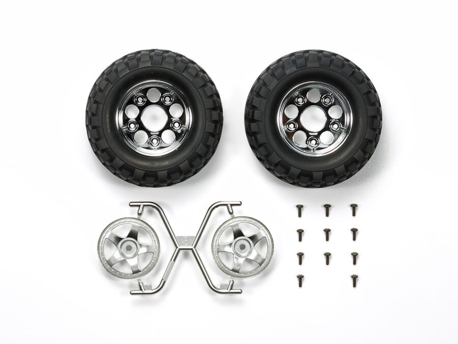 Tamiya 54554 CC01 Rock Block Tires w/5 Spoke Wheels (2Pcs)：圖片 1