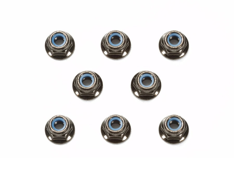 Tamiya 54642 4mm Flange Lock Nut (Black, 8pcs.)：圖片 1