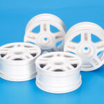 Tamiya 54674 White Split 5-Spoke Wheels (26mm Width, Offset +2) 4pcs.