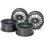 Tamiya 54738 RC 24mm Med Narrow 18Sp Wheels Black Offset 0 Hard 4pcs