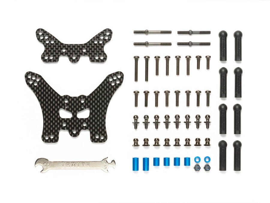 Tamiya 54754 TT-02B Carbon Damper Stays (Front & Rear)：圖片 1