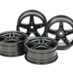 Tamiya 54853 Medium-Narrow Twin 5-Spoke Wheels (24mm Width, Offset+2) (Black/4pcs.)