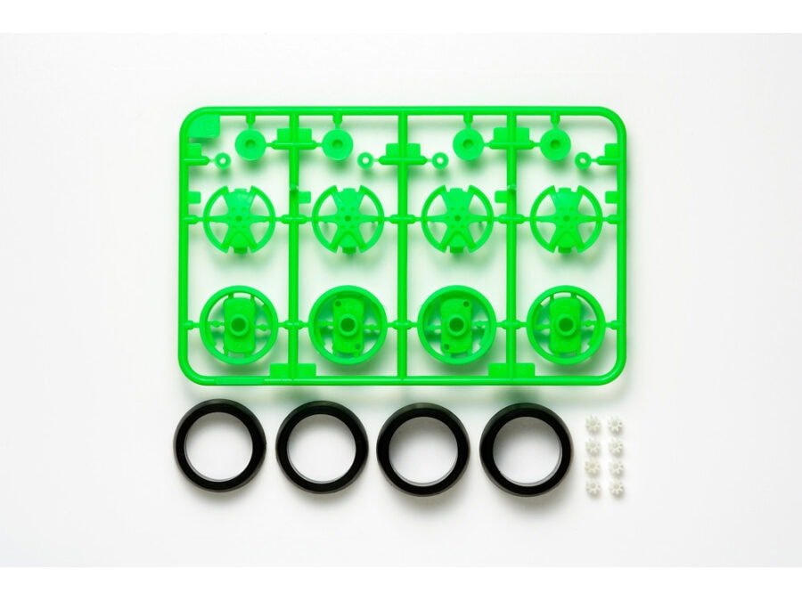Tamiya 94958 1/32 Lg Dia. 1-Way Wheel Set-Super X/XX Chassis Fl.Green Mini 4WD：圖片 1