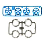 Tamiya 95332 Low-Profile Tire & Blue Plated Wheel Set (5-Spoke)