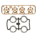 Tamiya 95334 1/32 Mini 4WD Low-Profile Tire & Copper Plated Wheel Set (5-Spoke)