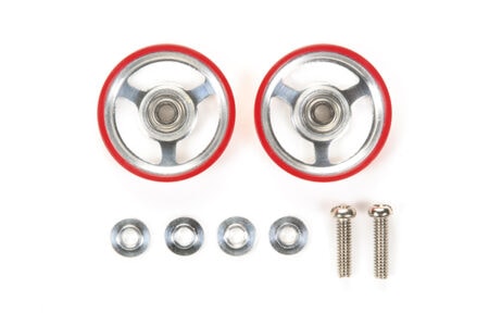 Tamiya 95347 1/32 Mini 4WD 17mm Aluminum Rollers w/Plastic Rings (Red)
