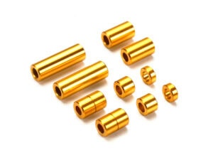 Tamiya 95442 1/32 Mini 4WD Aluminum Spacer Set (12/6.7/6/3/1.5mm, 2pcs. each) (Gold)
