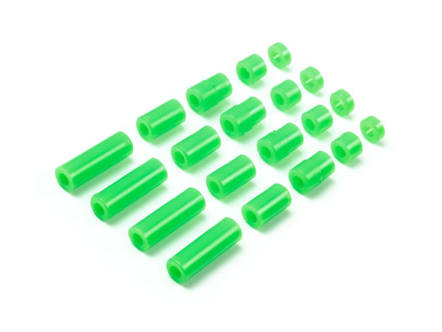 Tamiya 95443 1/32 Mini 4WD Lightweight Plastic Spacer Set (12/6.7/6/3/1.5mm) (Fluorescent Green)：圖片 1