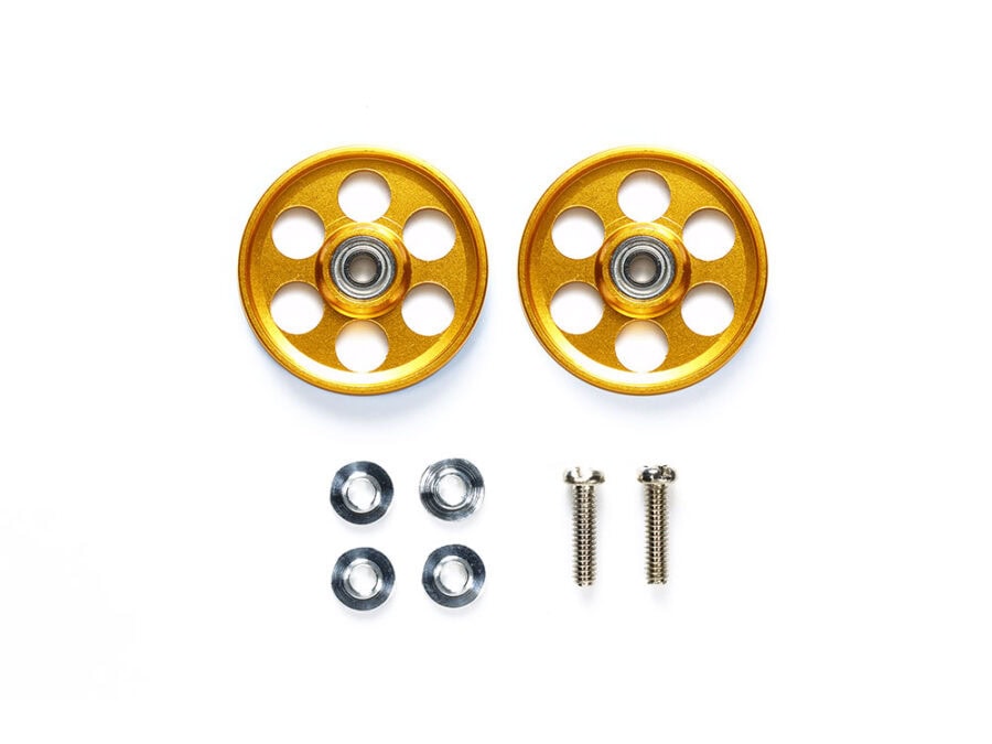 Tamiya 95582 HG Lightweight 19mm Aluminum Ball-Race Rollers (Ringless/Gold)：圖片 1