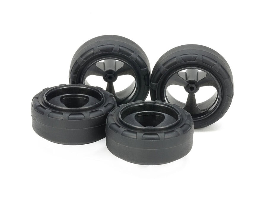 Tamiya 95635 Super hard small diameter narrow tire (24mm) & carbon reinforced 3-spoke wheel：圖片 1
