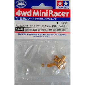 Tamiya 95442 1/32 Mini 4WD Aluminum Spacer Set (12/6.7/6/3/1.5mm, 2pcs. each) (Gold)：圖片 2