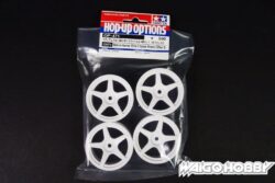 Tamiya 53471 RC 24mm Medium-Narrow White 5-Spoke Wheels (Offset 0)：圖片 2