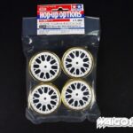 Tamiya 84246 RC 24mm Medium-Narrow Mesh Wheels White/Gold Rim (+2)