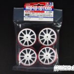 Tamiya 84251 RC 24mm Medium-Narrow 10-Spoke Wheels White/Red Rim (+0)