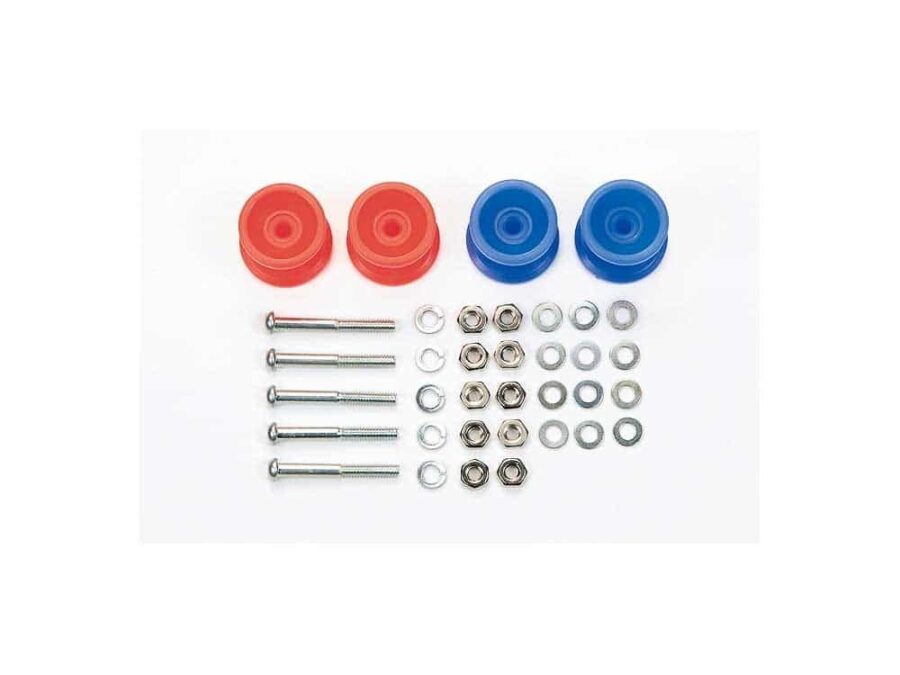 Tamiya 15457 Low Friction Plastic Double Rollers (Red & Blue / 13-12mm)：圖片 1