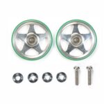 Tamiya 95493 19mm Aluminum Rollers (5 Spokes) w/Plastic Rings (Green)