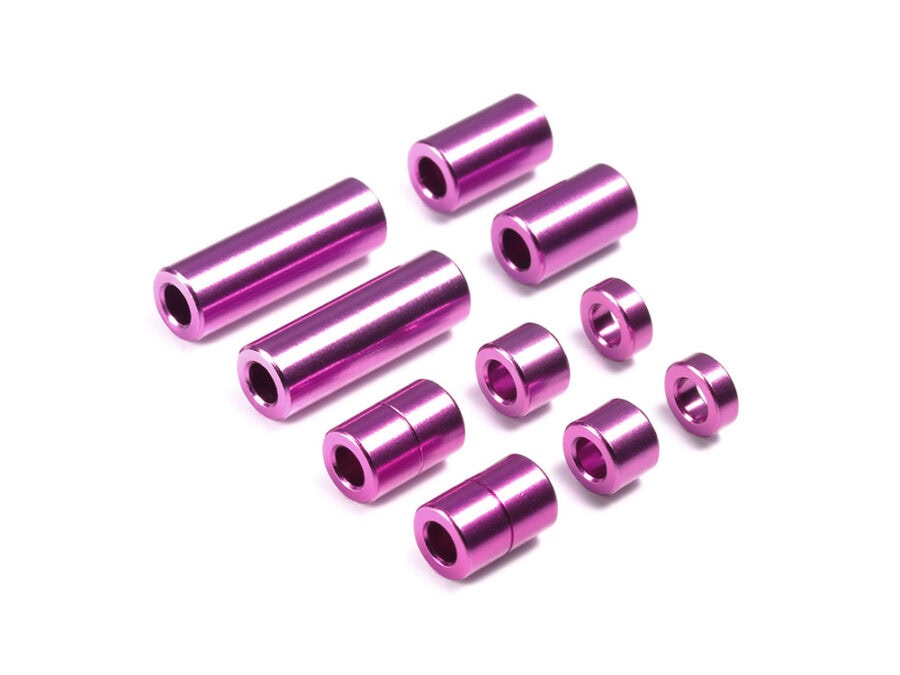Tamiya 95520 Aluminum Spacer Set (12/6.7/6/3/1.5mm, 2pcs. each) (Purple)：圖片 1