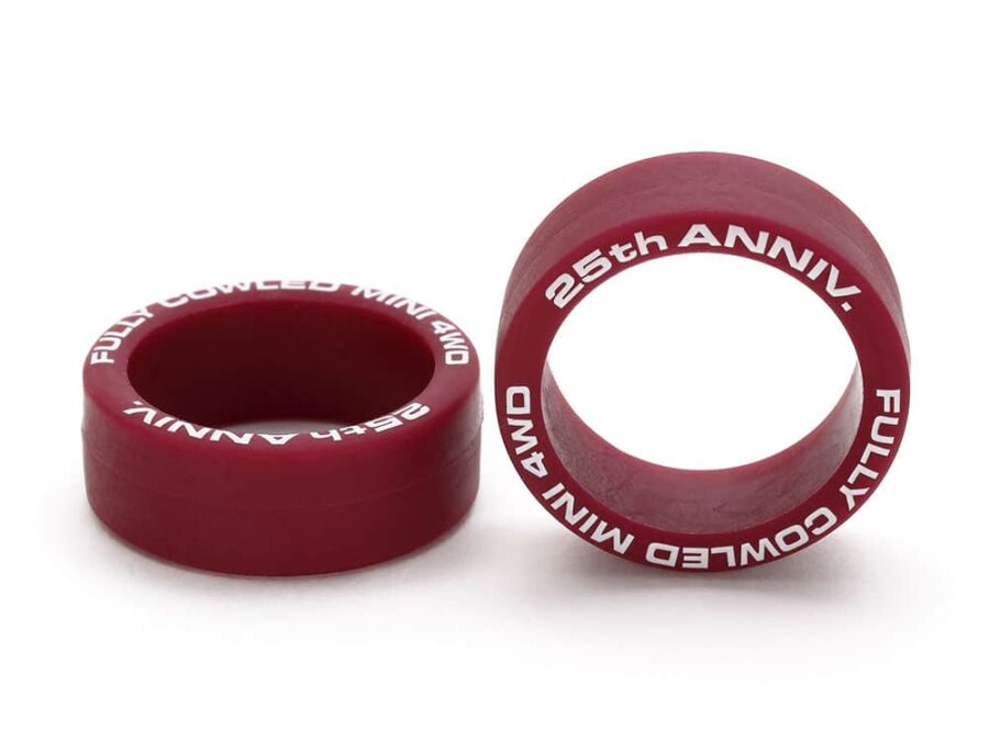 Tamiya 95116 Fully Cowled Mini 4WD 25th Anniv. Low Friction Low Profile Tire (Maroon, 2pcs.)：圖片 1
