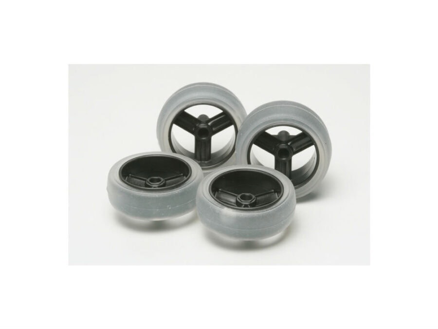 Tamiya 15366 Large Dia. Carbon Wheel Set (w/Soft Slick Tires)：圖片 1