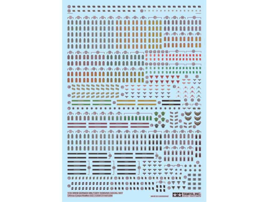 Tamiya 12641 1/35 WWII German Military Insignia Decal Set (Africa Corps/Waffen SS)：圖片 1
