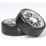 Tamiya 54021 RC Metal Plated Mesh Wheel w/Cemented Super Driftech Tire 2Pcs (24mm Offset +2)