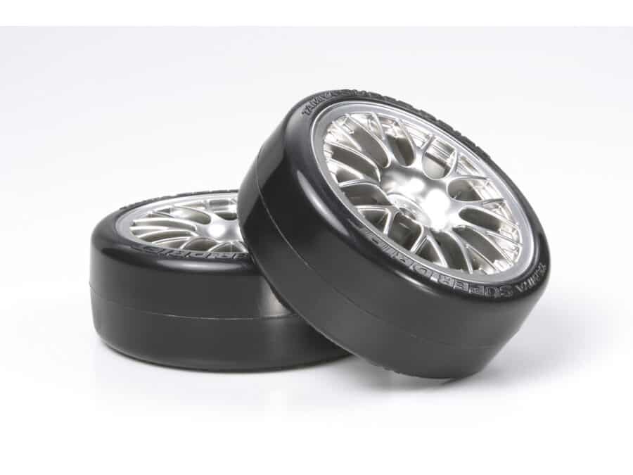 Tamiya 54021 RC Metal Plated Mesh Wheel w/Cemented Super Driftech Tire 2Pcs (24mm Offset +2)：圖片 1