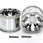 Tamiya 54833 T3-01 Wheels for Rear Wide Pin Spike Tires (Chrome Plated, 2pcs.)