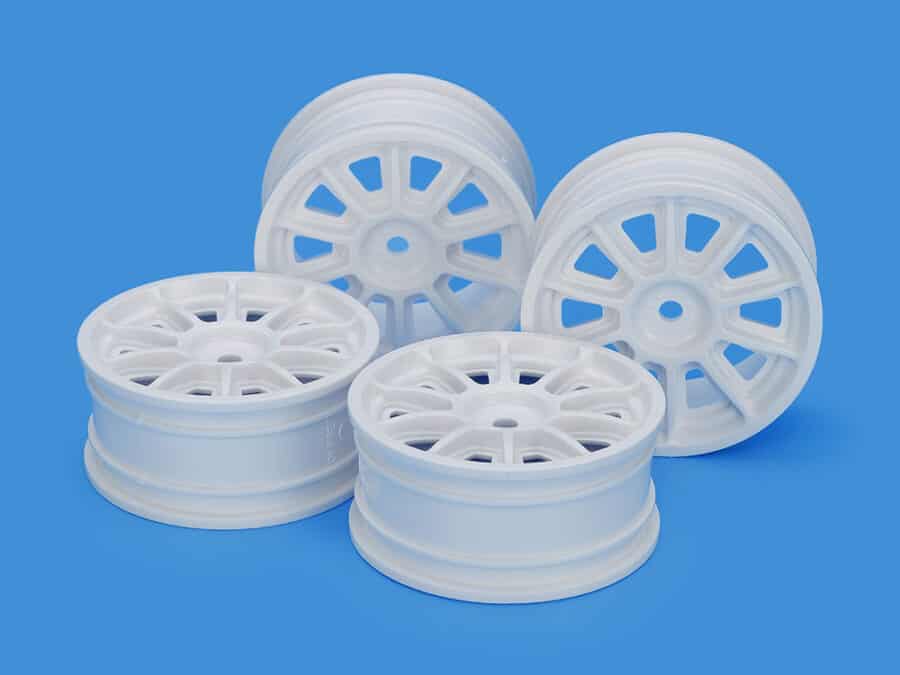 Tamiya 22067 TH 10-Spoke Wheels (White) (24mm Width, Offset 0)：圖片 1