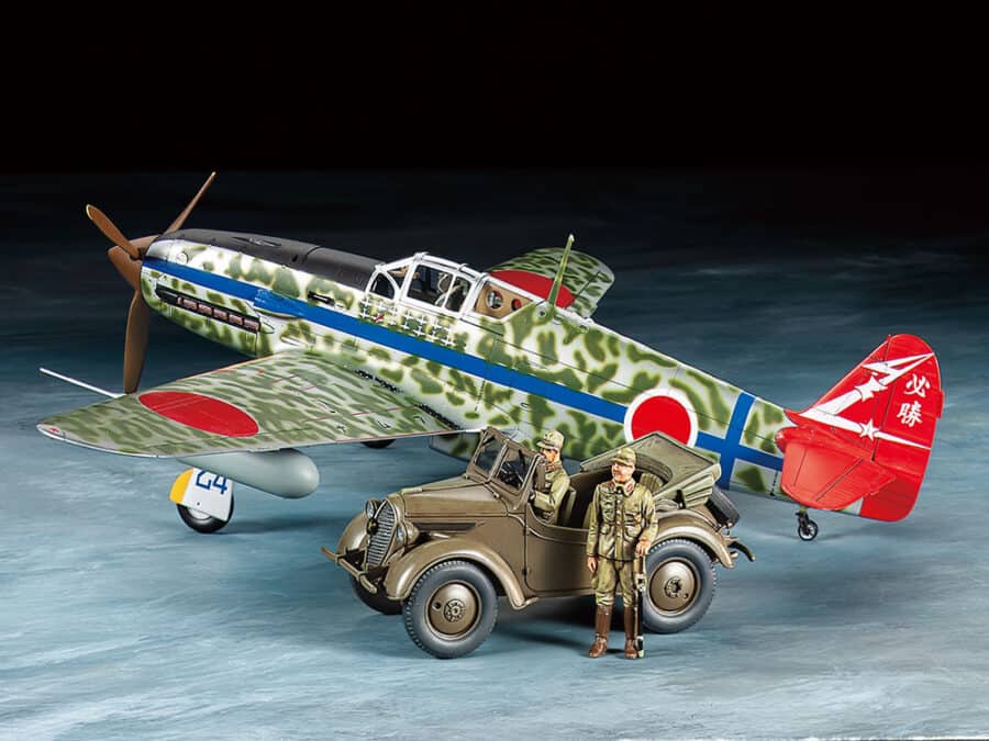 Tamiya 25203 1/48 Kawasaki Ki-61-Id Hien (Tony) & 4x4 Light Vehicle Kurogane Set：圖片 1