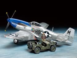 Tamiya 25205 1/48 North American P-51D Mustang & 1/4-Ton 4x4 Light Vehicle Set