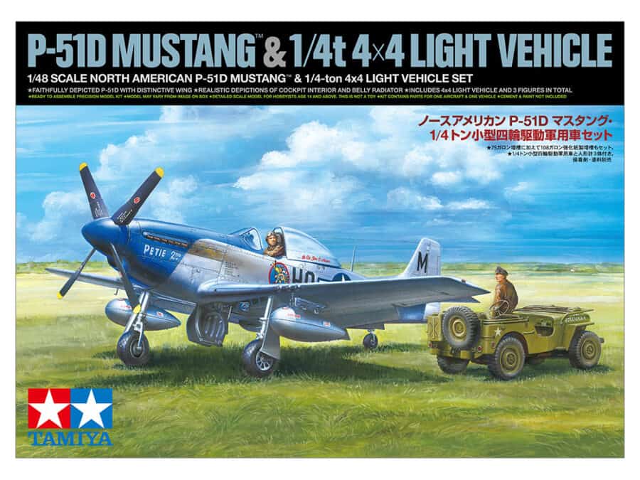 Tamiya 25205 1/48 North American P-51D Mustang & 1/4-Ton 4x4 Light Vehicle Set：圖片 2