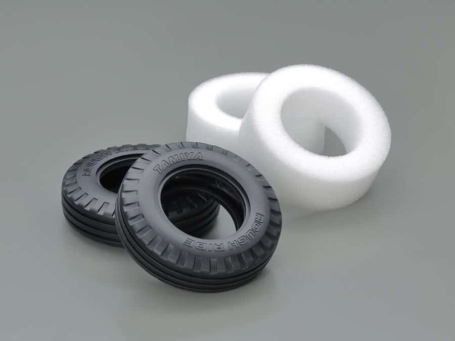 Tamiya 51716 Ribbed "ROUGH RIDE" Tires (w/Inner Spongy, 2pcs.)：圖片 1