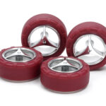 Tamiya 95649 Low Friction Small Dia. Narrow Tires (24mm) & Silver Plated 3-Spoke Wheels (For Super X & XX Chassis)