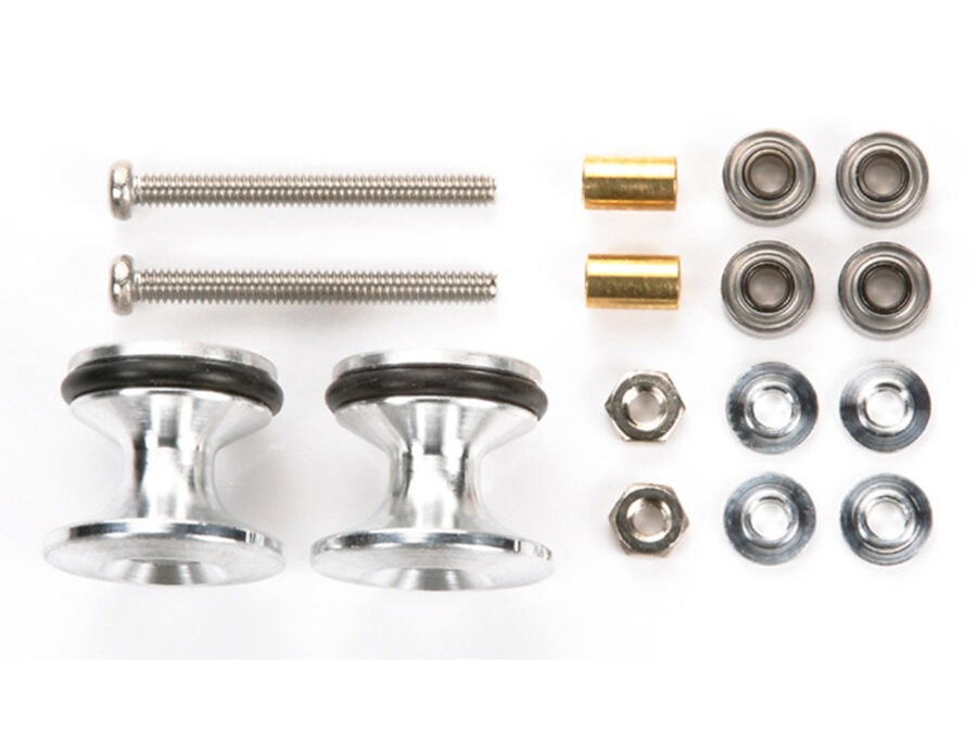 Tamiya 15418 Mini 4WD Double Aluminum Rollers w/Rubber Rings (13-12mm)：圖片 1