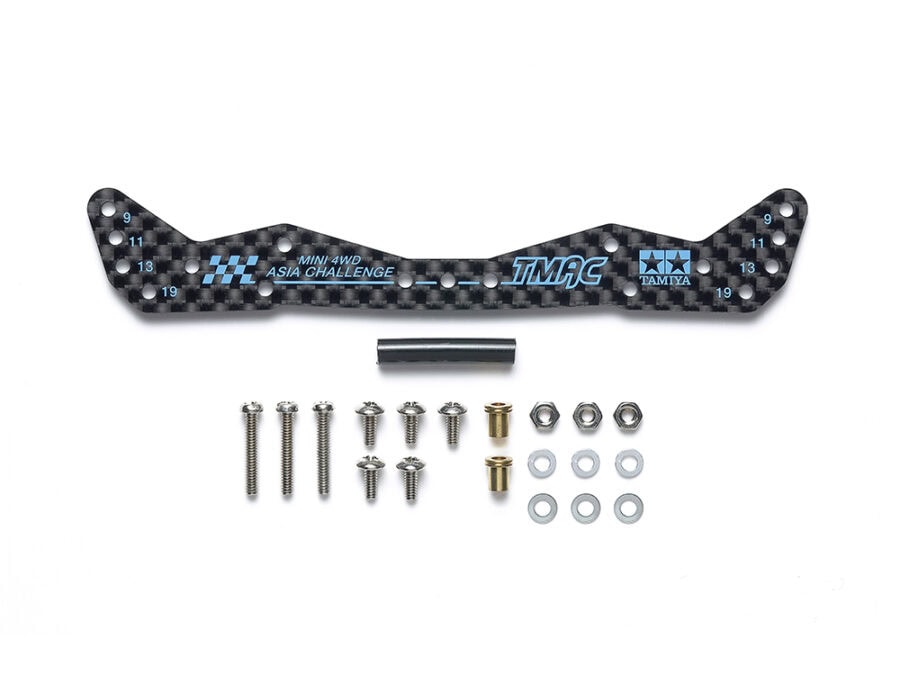Tamiya 95652 HG Carbon Wide Front Plate (for AR Chassis) (1.5mm) Asia Challenge (Light Blue Logo)：圖片 1