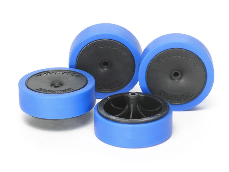 Tamiya 95369 Mini 4WD Hard Large Dia. Low-Profile Tire & Carbon Wheel Set：圖片 1